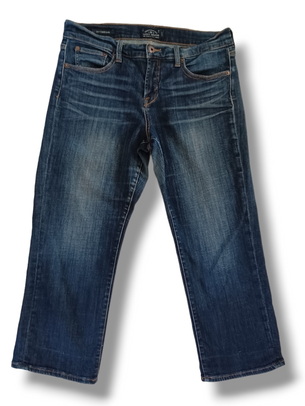 Lucky Brand Cropped Jeans Easy Rider Cop Midrise Dark Wash Stretch Size 30